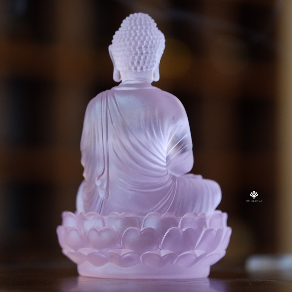 Tượng Đức Phật Dược Sư cầm bảo tháp lưu ly hồng 12.5cm