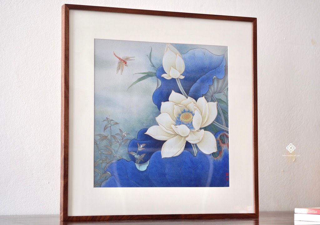 Tranh đồng khắc tay Liên hoa mộng