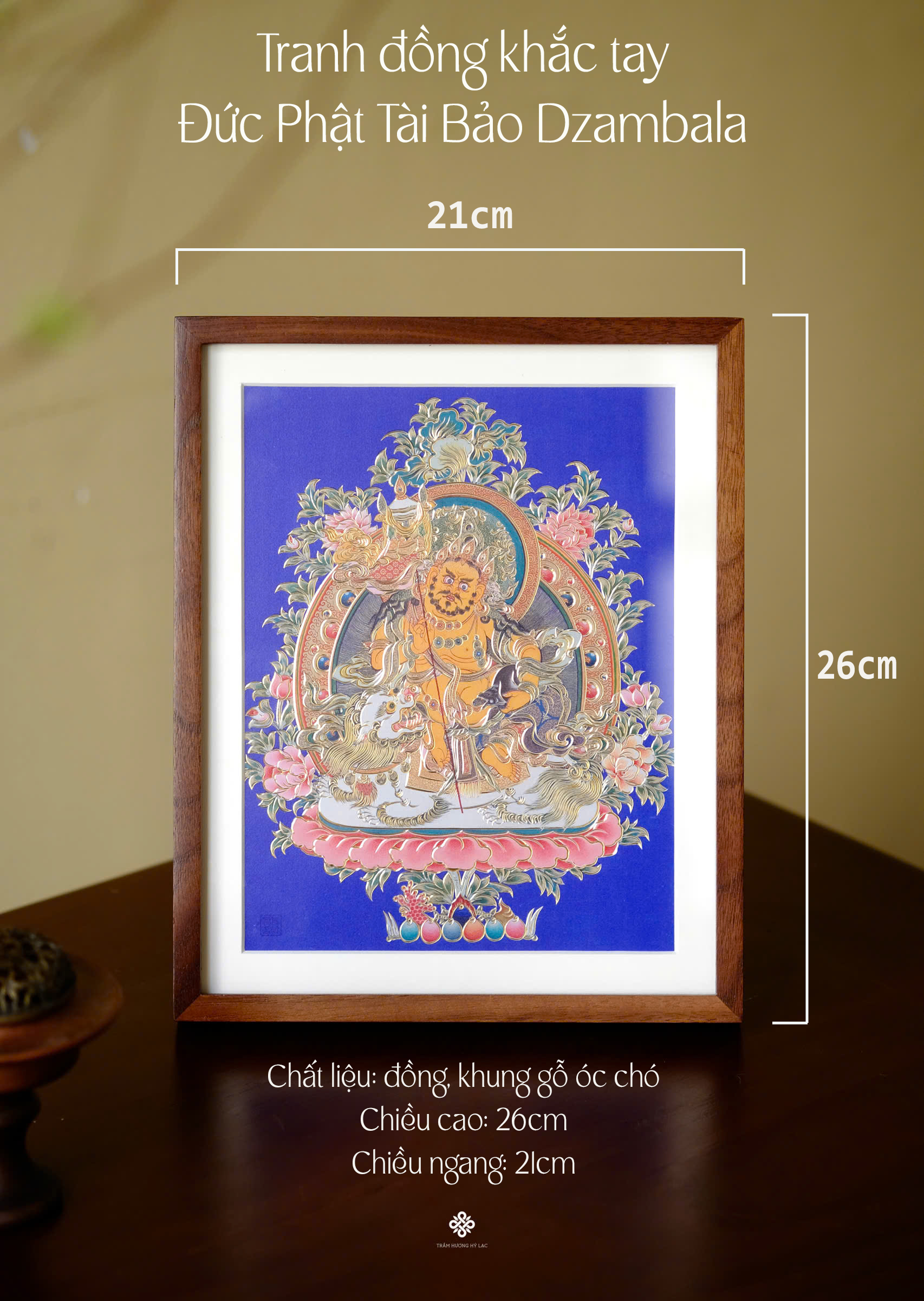 Tranh đồng để bàn Đức Phật Tài Bảo Dzambala