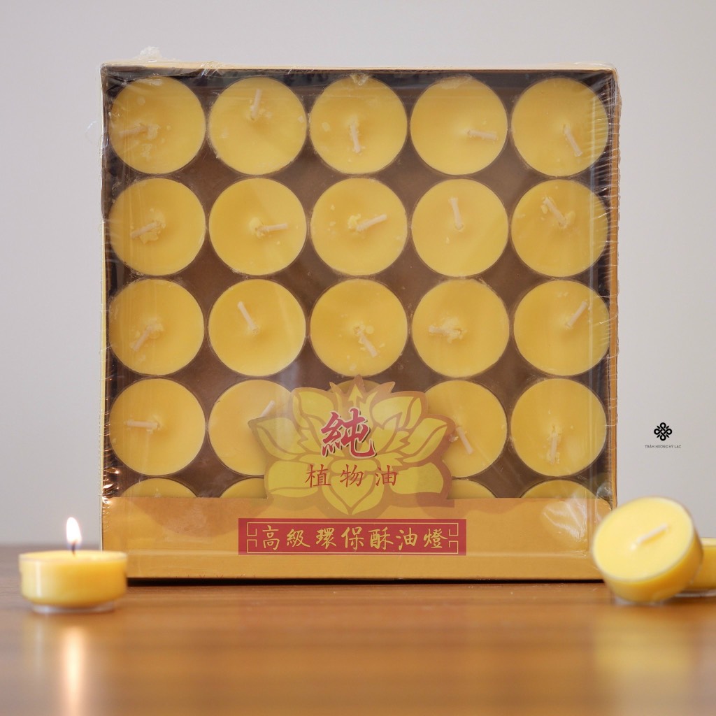 Nến bơ cao cấp 100 viên màu vàng vỏ nhựa - 4h