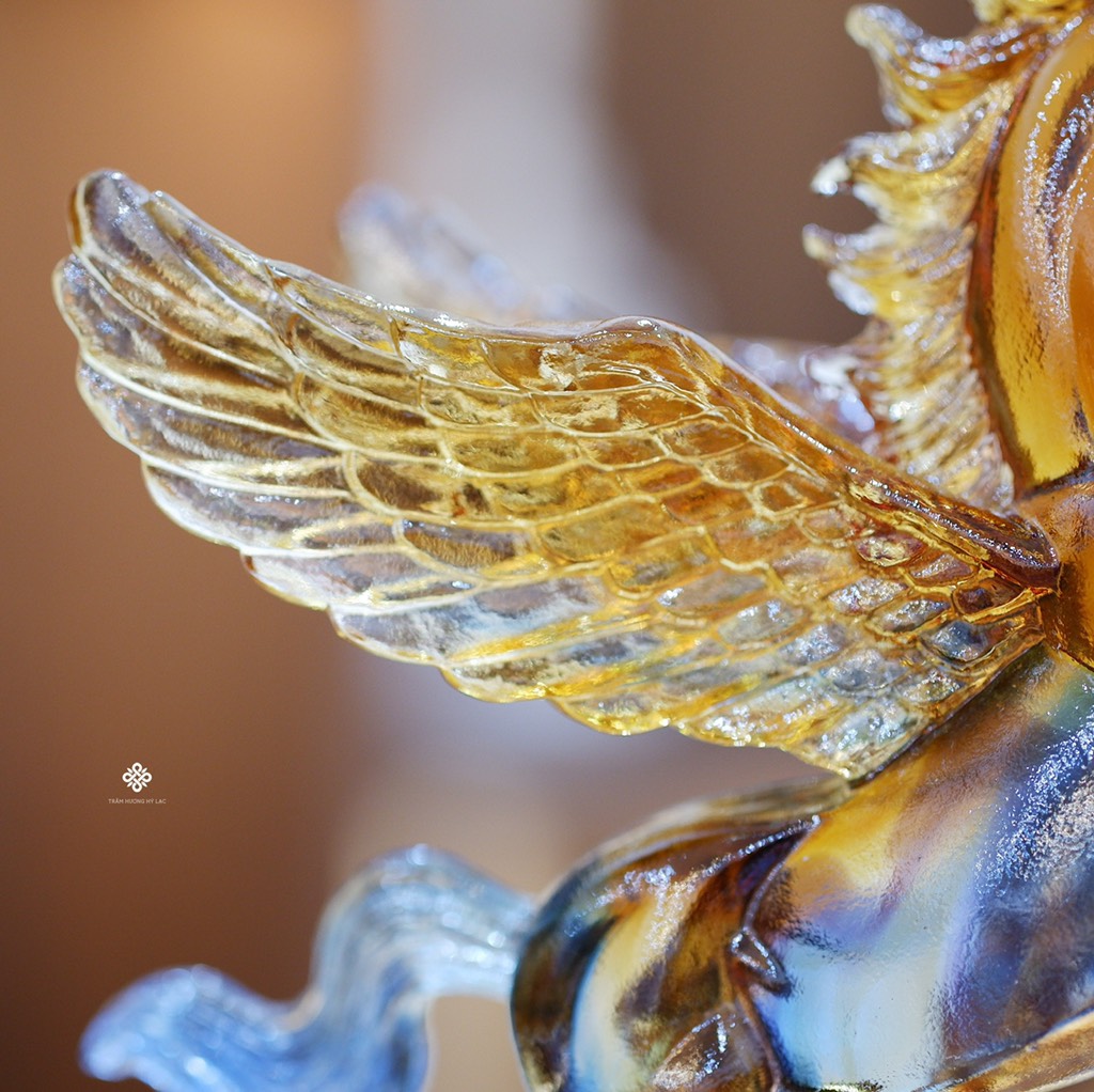 Tượng thiên mã lưu ly ngũ sắc 21cm