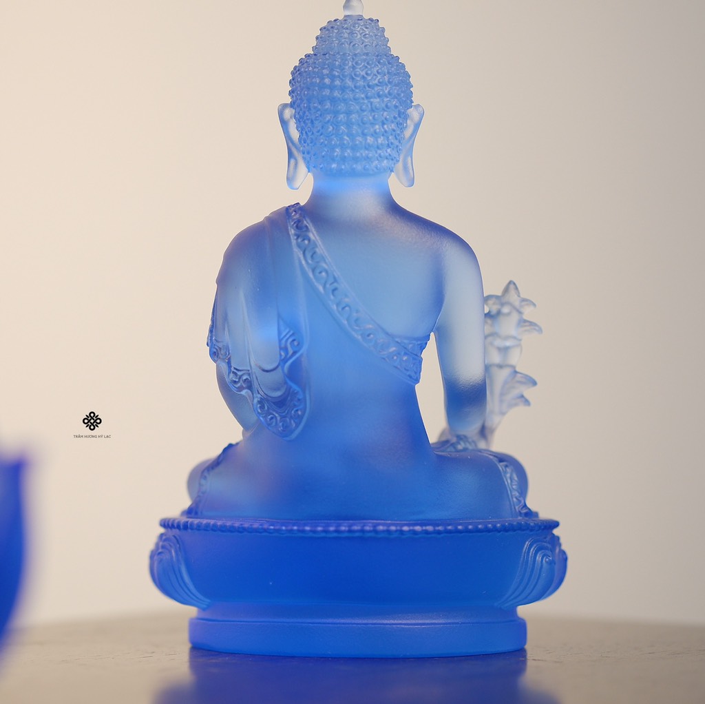 Tượng Đức Phật Dược Sư lưu ly xanh dương 12.5cm