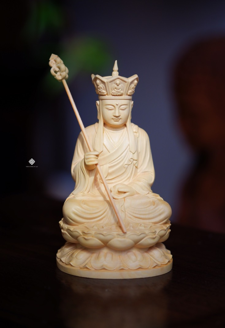 Tượng Địa Tạng Bồ tát gỗ hoàng dương 10cm