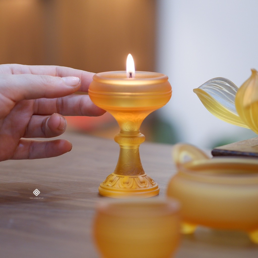 Bộ ban thờ nhỏ lưu ly vàng