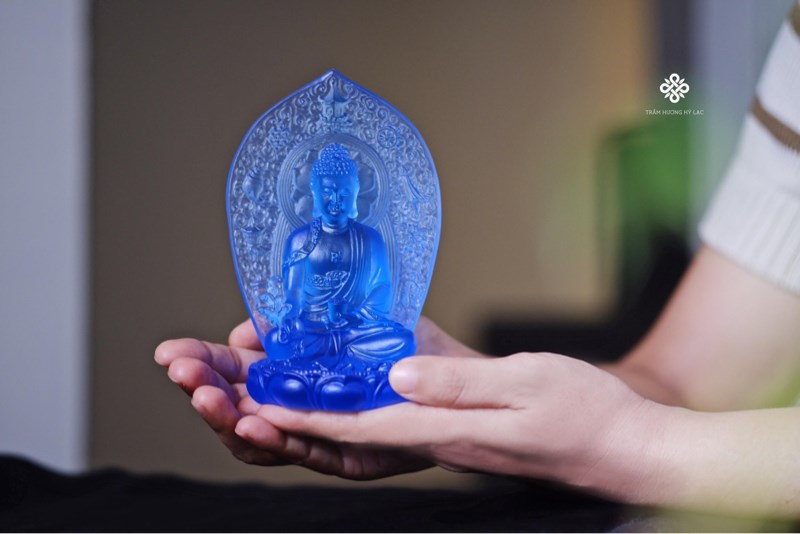 Tượng Đức Phật Dược sư lưu ly xanh 13.5cm