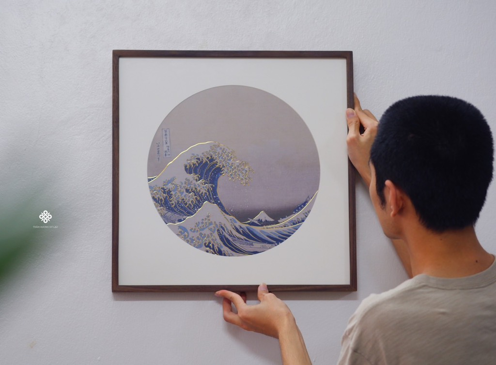 Tranh đồng khắc tay "Sóng lừng ngoài khơi Kanagawa"