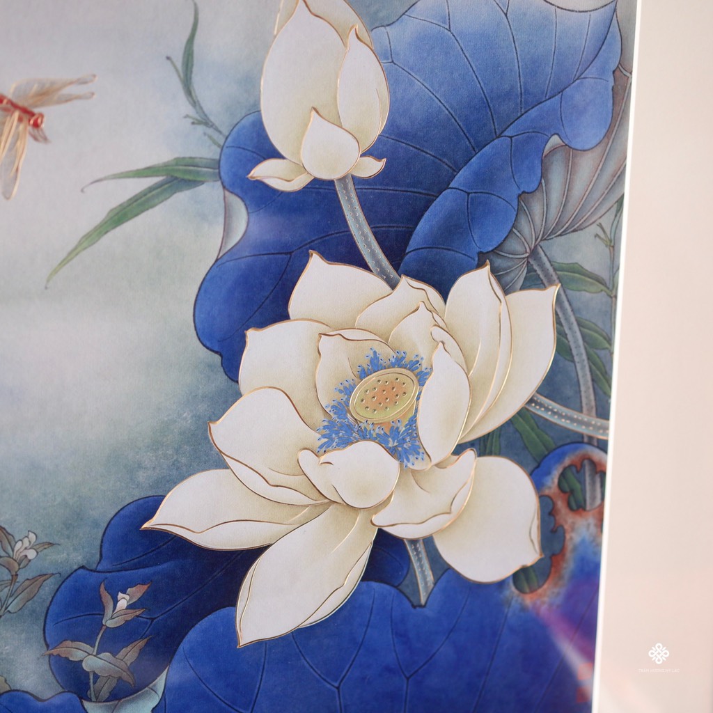 Tranh đồng khắc tay Liên hoa mộng