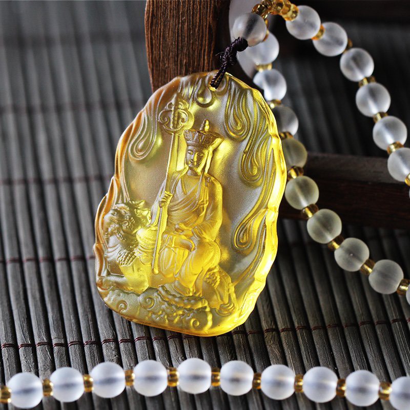 Mặt dây Địa Tạng Bồ tát lưu ly vàng