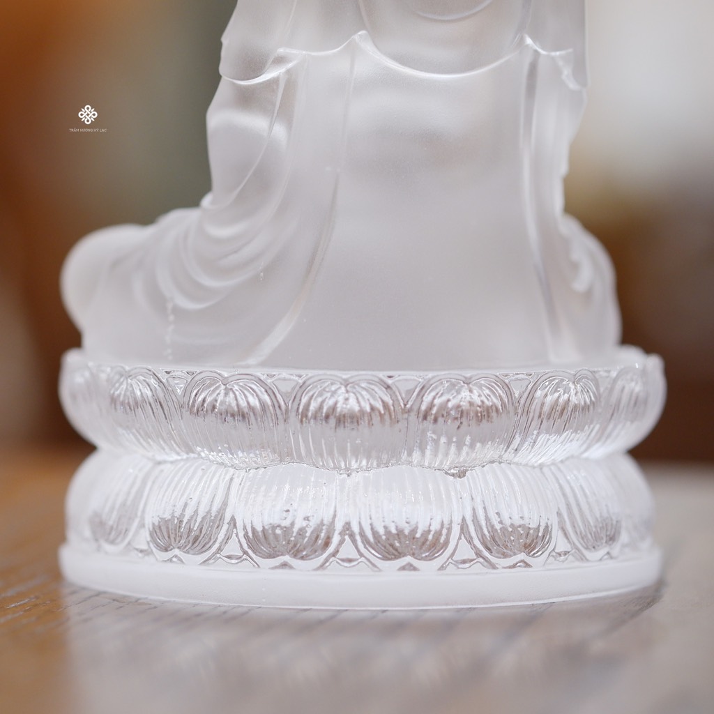 Tượng Quan Âm Bồ tát lưu ly trắng 13cm