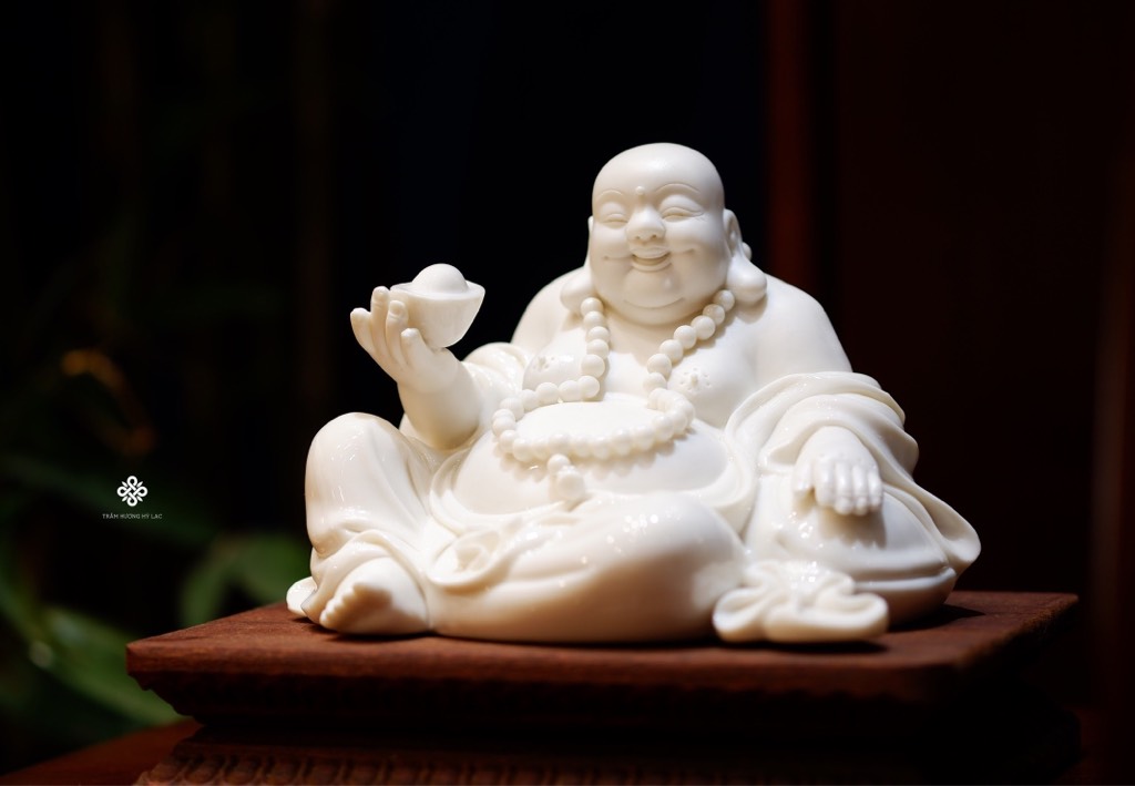 Tượng Phật Di Lặc phú quý sứ trắng