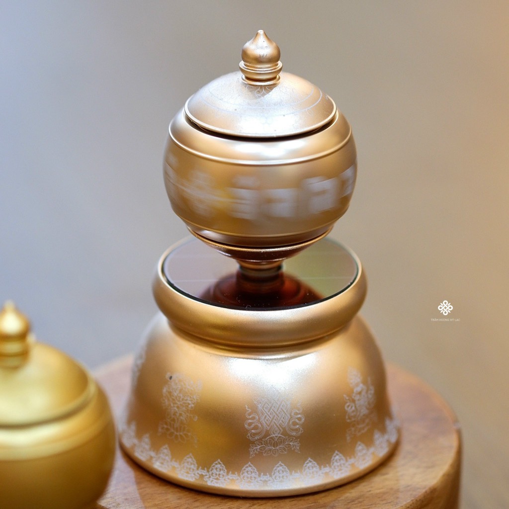 Kinh luân bát bảo cát tường màu bạc