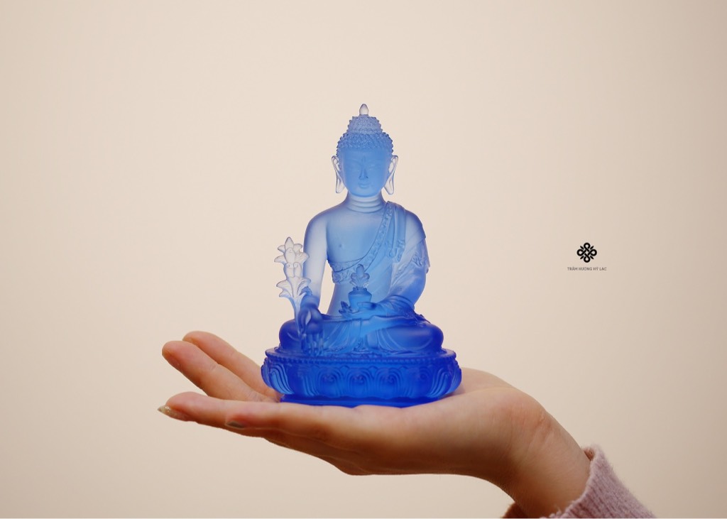 Tượng Đức Phật Dược Sư lưu ly xanh dương 12.5cm