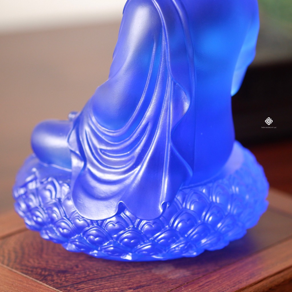Tượng Đức Phật Dược Sư lưu ly xanh 20.5cm