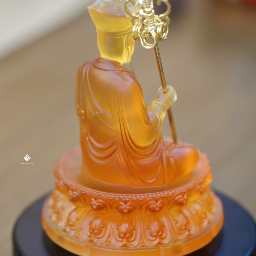 Tượng Địa Tạng Bồ tát lưu ly vàng 12.5cm