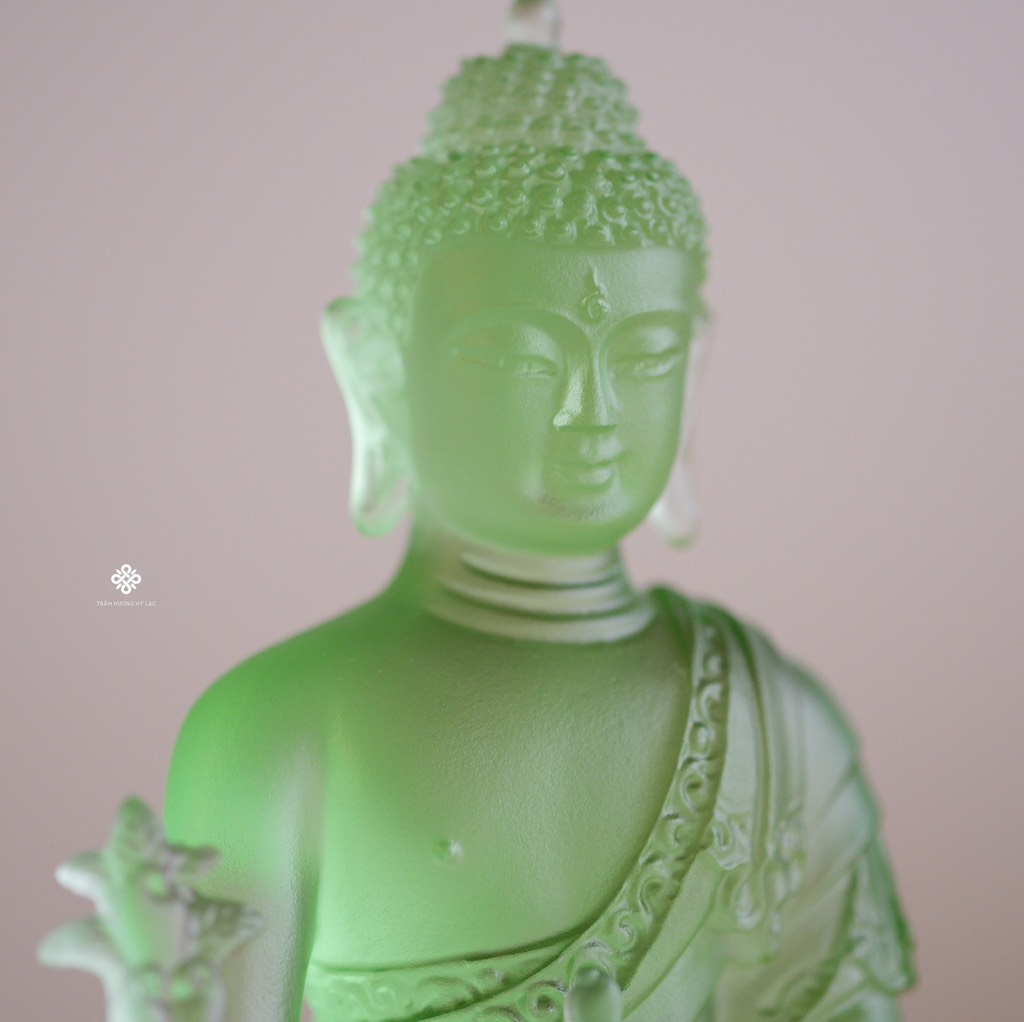 Tượng Đức Phật Dược Sư liên hoa lưu ly xanh lá