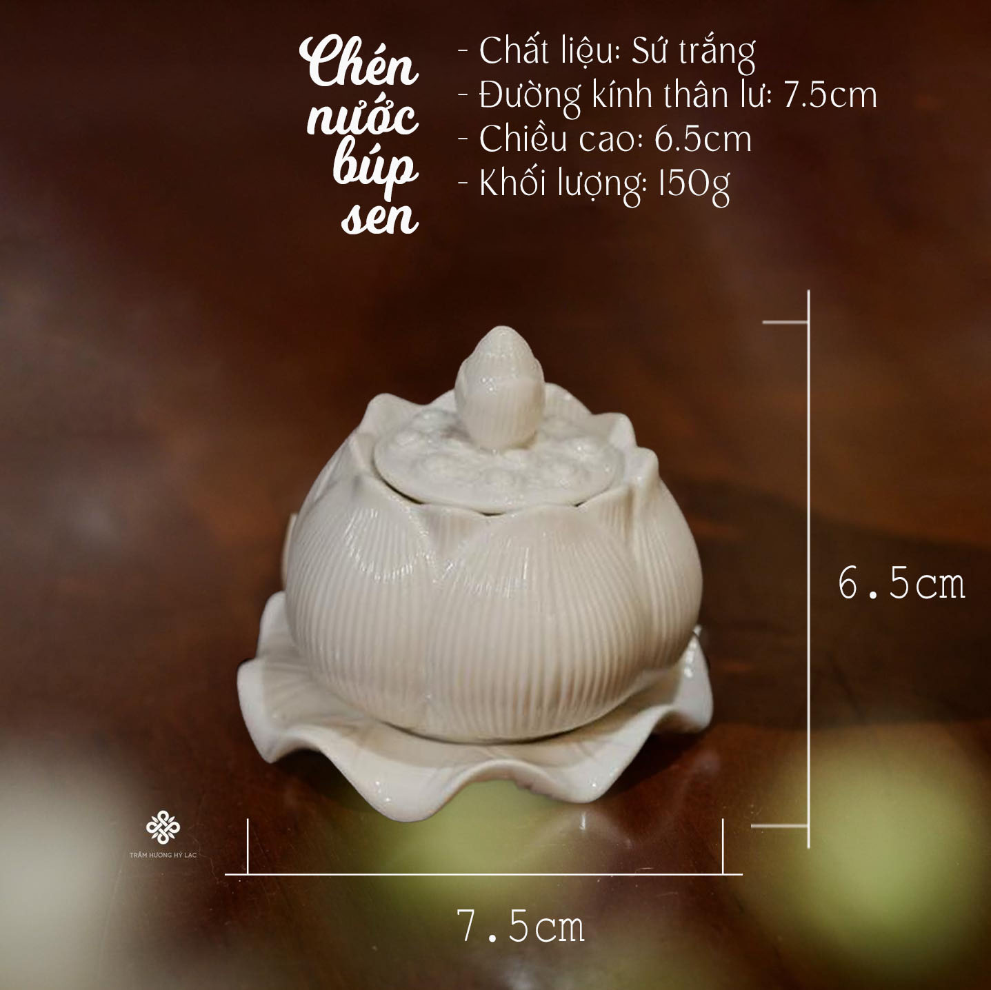 Chén nước búp sen sứ trắng