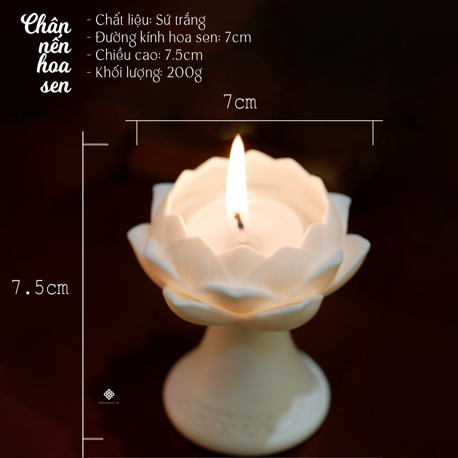 Chân nến hoa sen sứ trắng