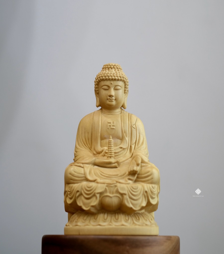 Tượng Đức Phật Dược Sư gỗ hoàng dương 13.5cm