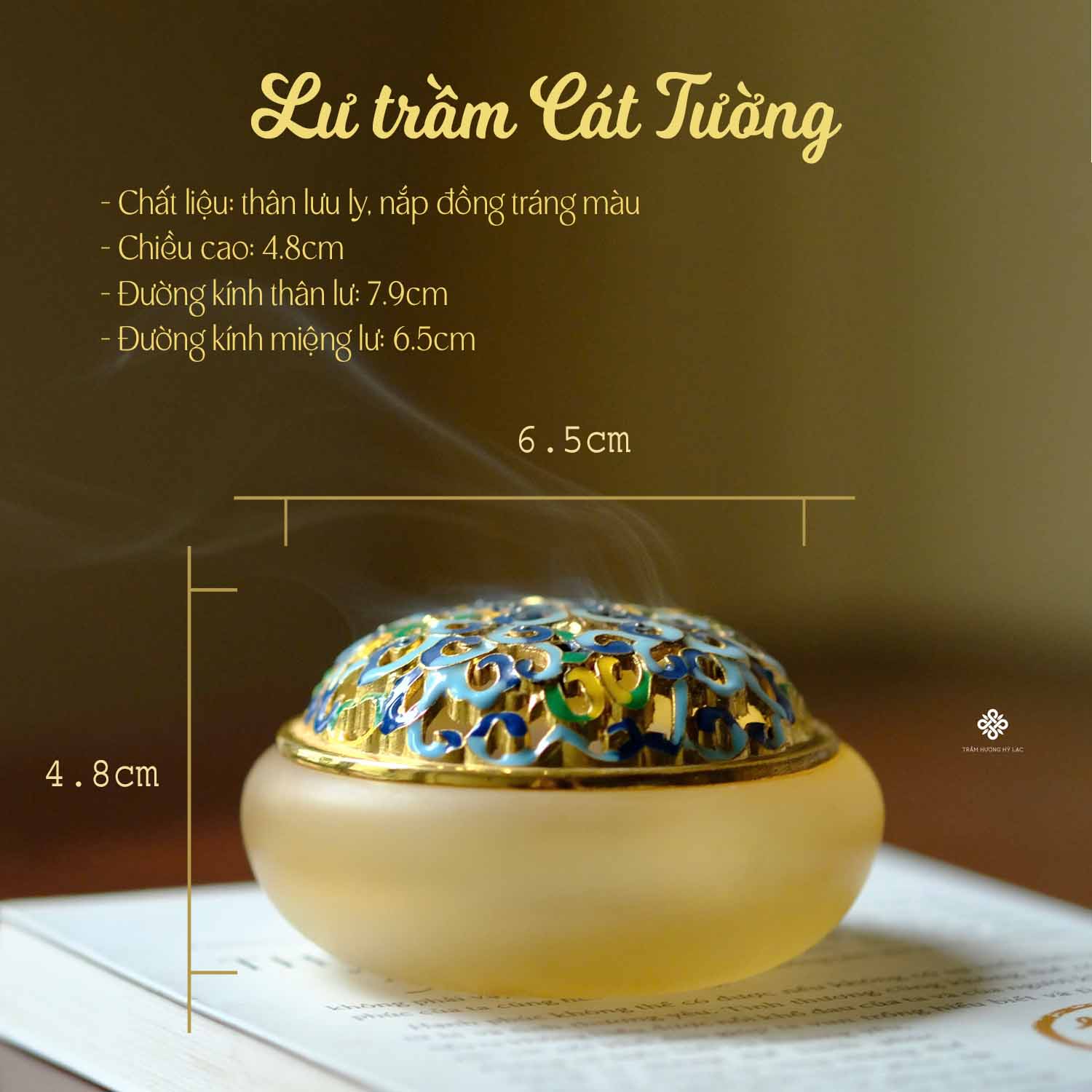 Lư cát tường lưu ly vàng
