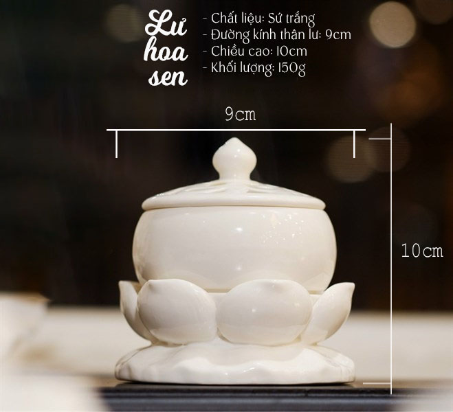 Lư hoa sen sứ trắng