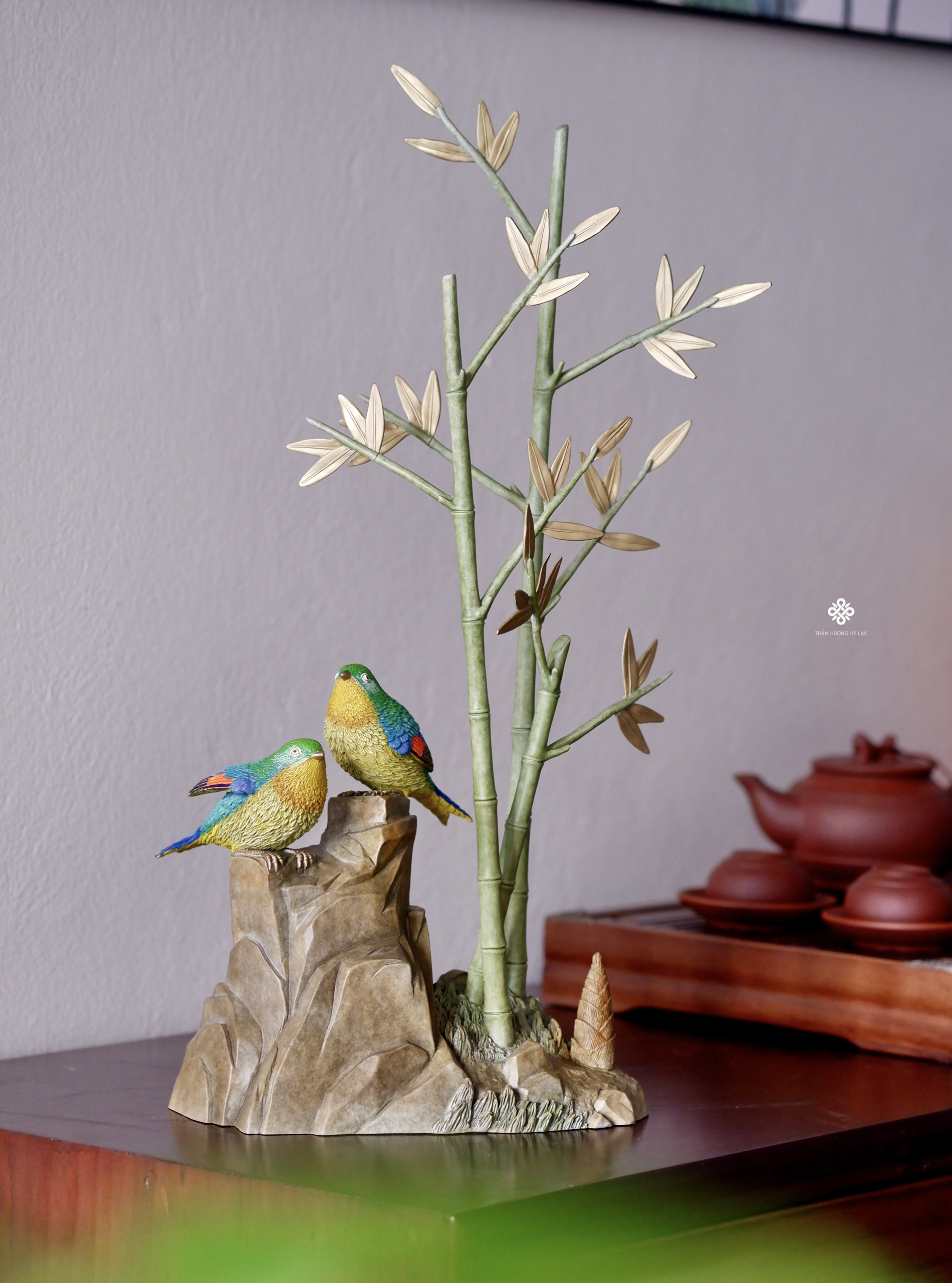 Tượng đồng uyên ương thanh trúc