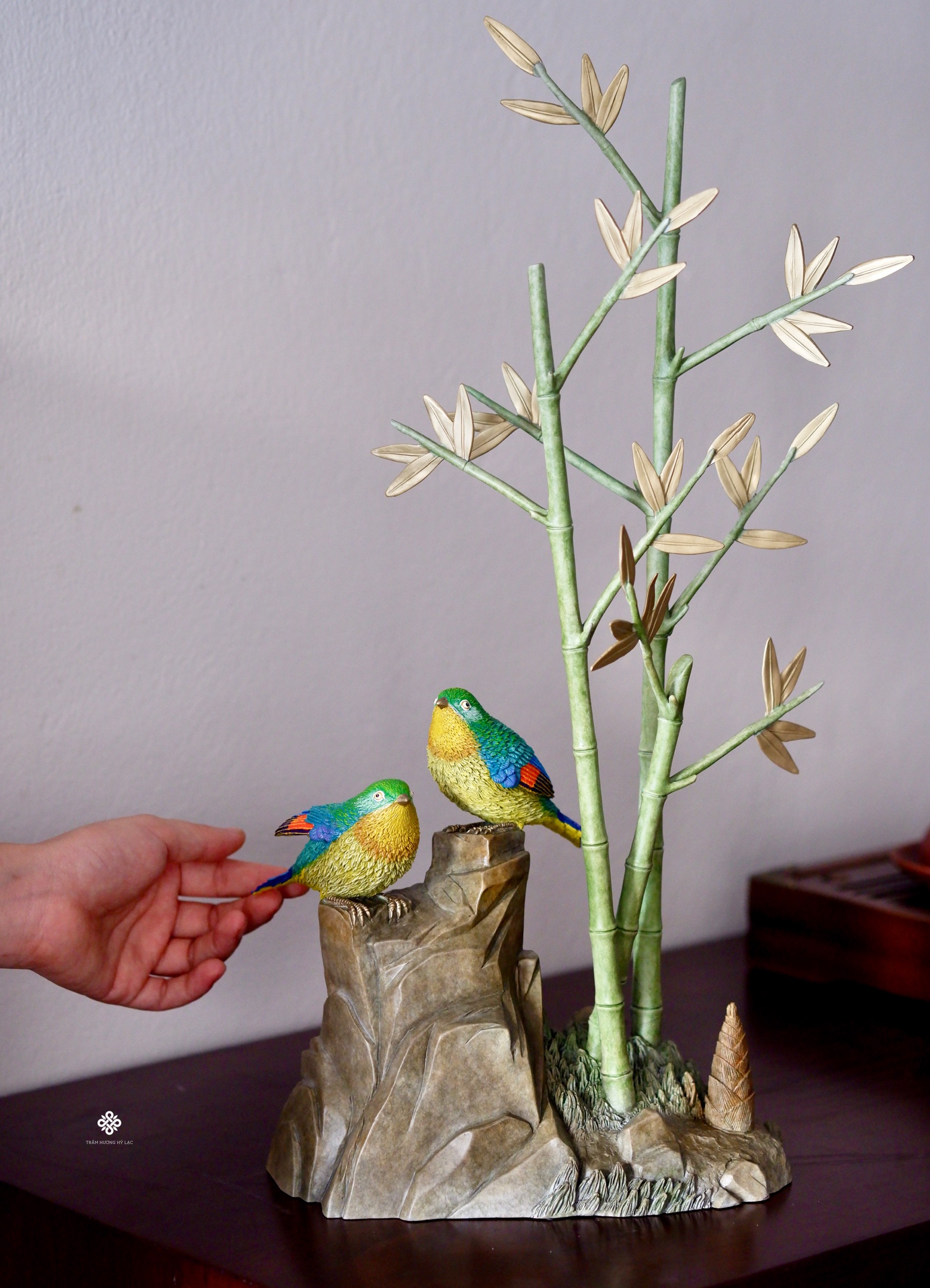 Tượng đồng uyên ương thanh trúc