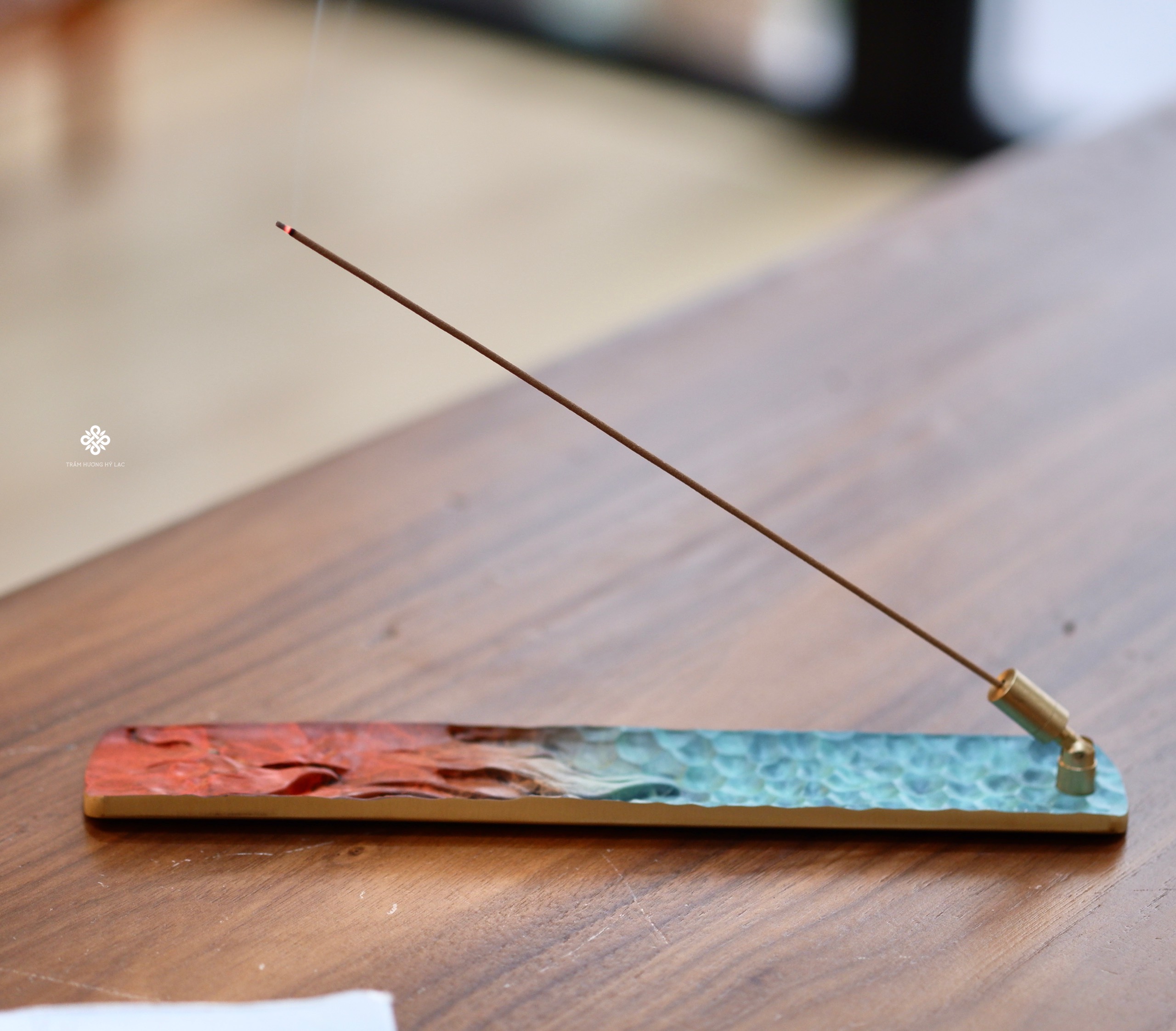 Khay đồng khúc tương giao xông nhang trầm không tăm