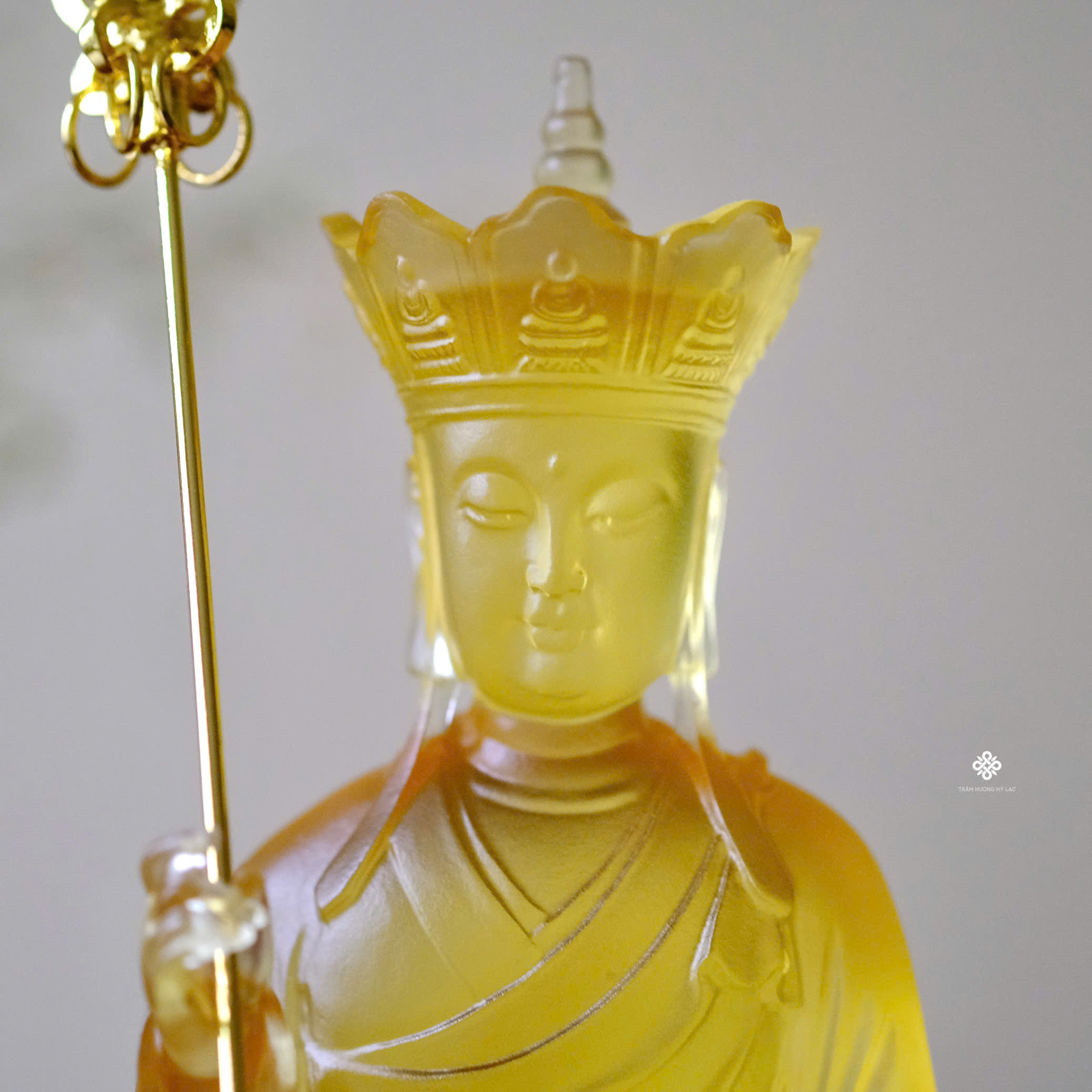 Tượng Địa Tạng Bồ tát lưu ly vàng 18.3cm