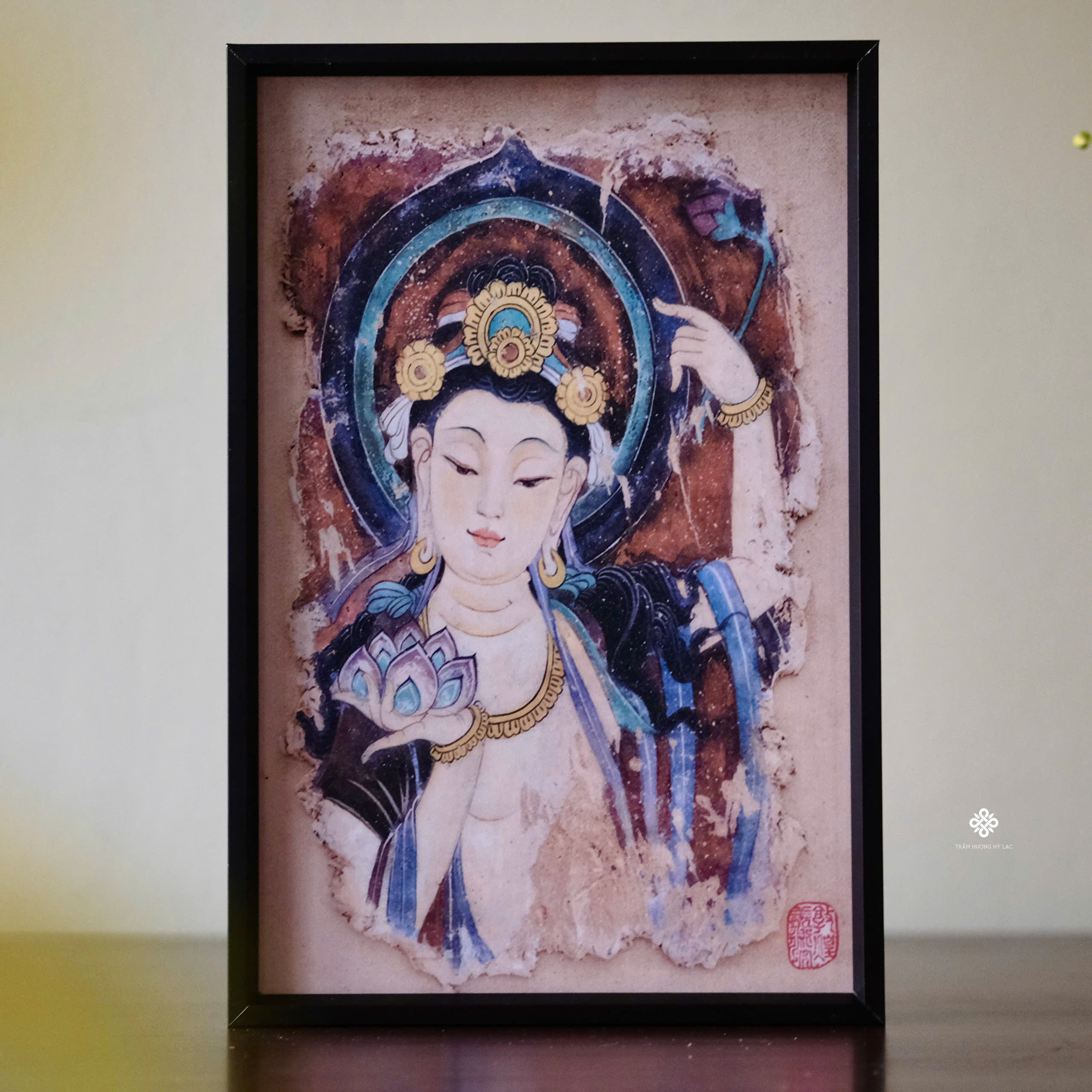 Tranh Quan Âm liên hoa Bồ tát 20x30cm