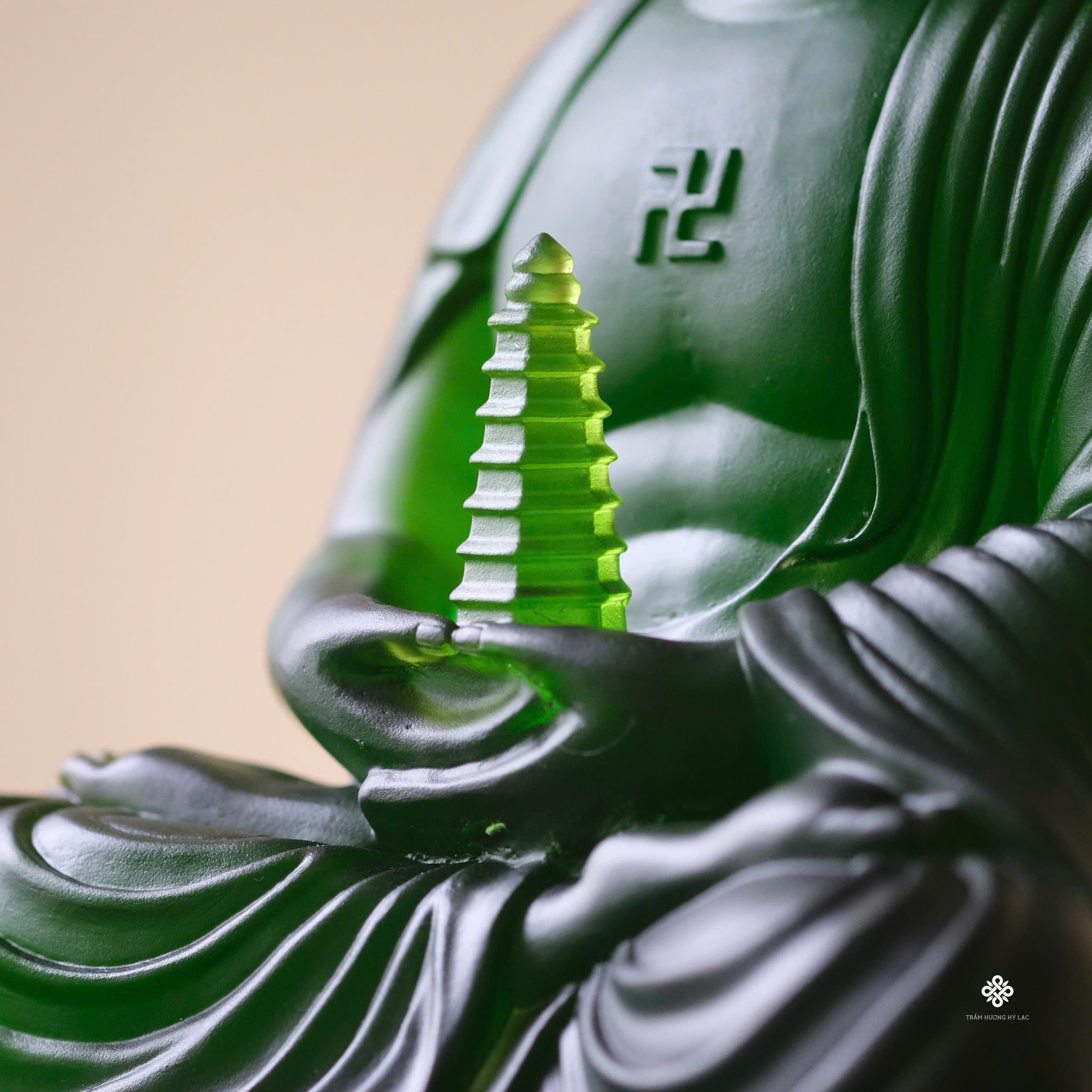 Tượng Phật Dược Sư lưu ly xanh lá 32cm