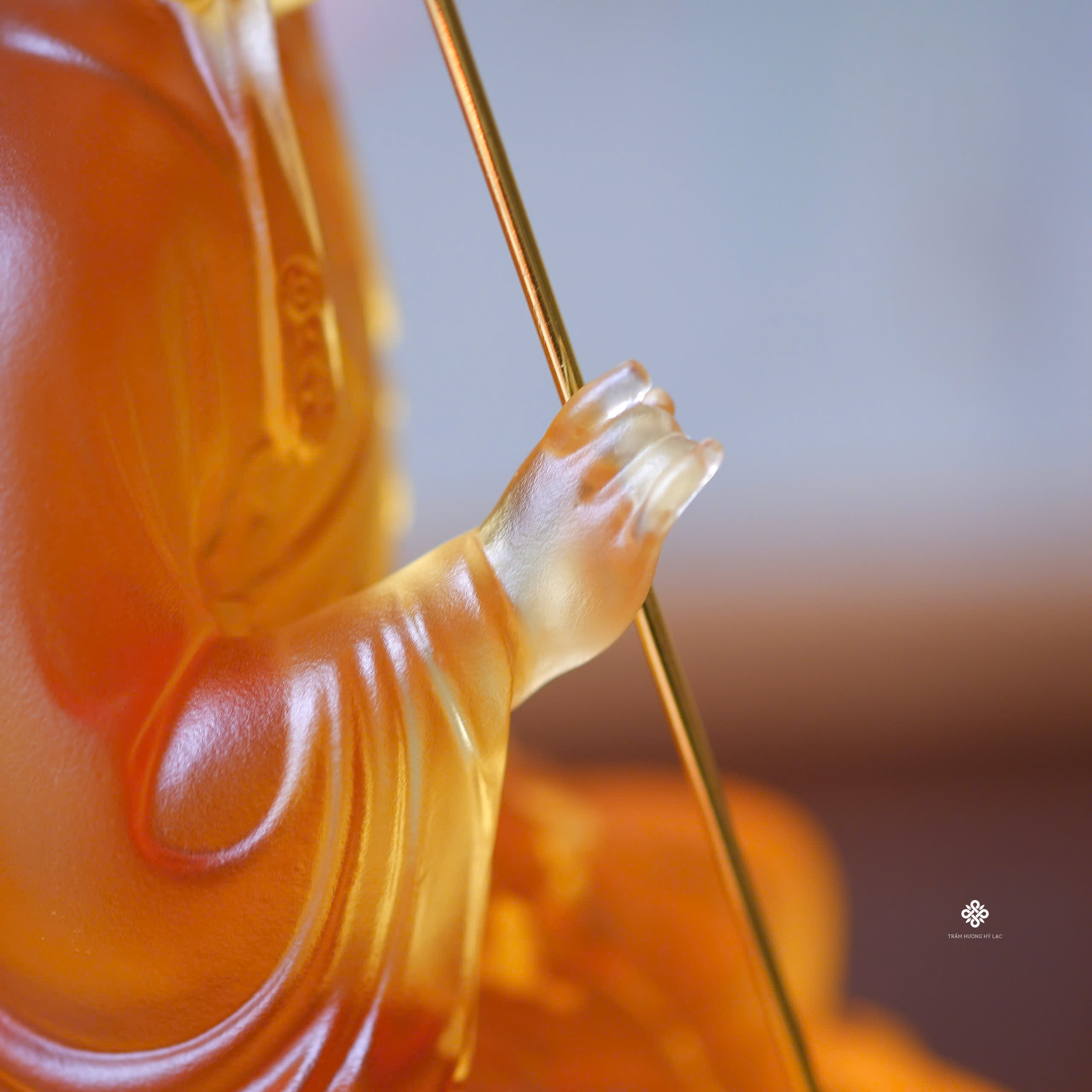 Tượng Địa Tạng Bồ Tát lưu ly vàng 22cm