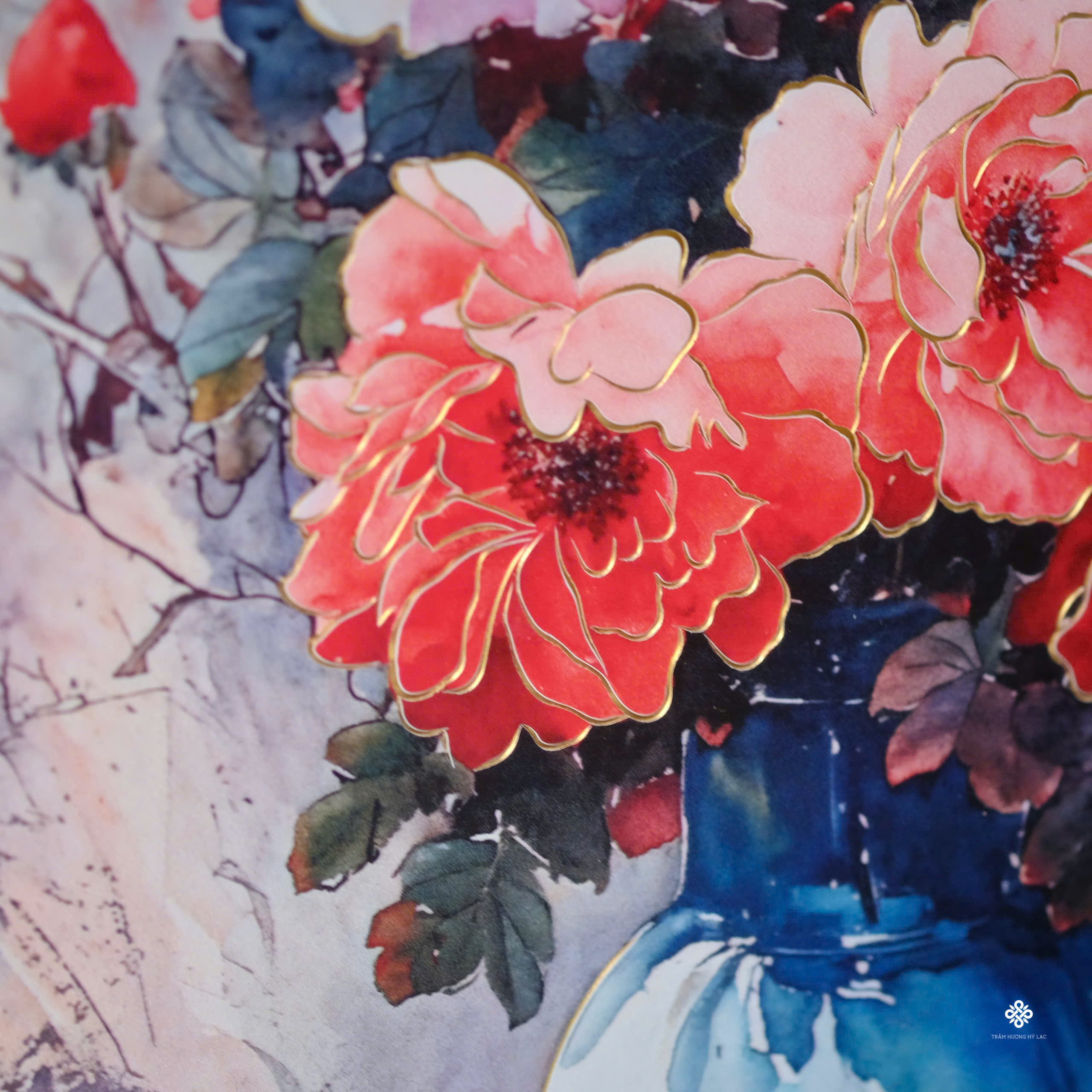 Tranh đồng Mẫu đơn yên hòa