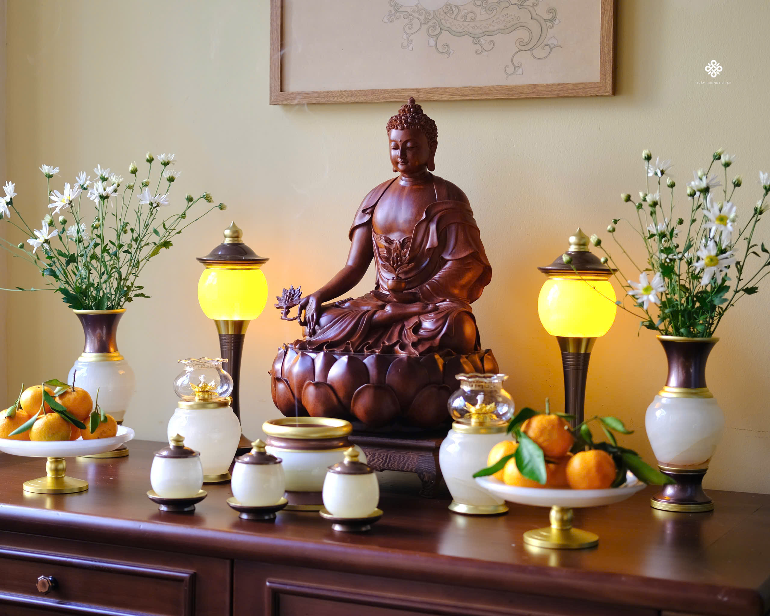 Ban thờ ngọc bích xanh