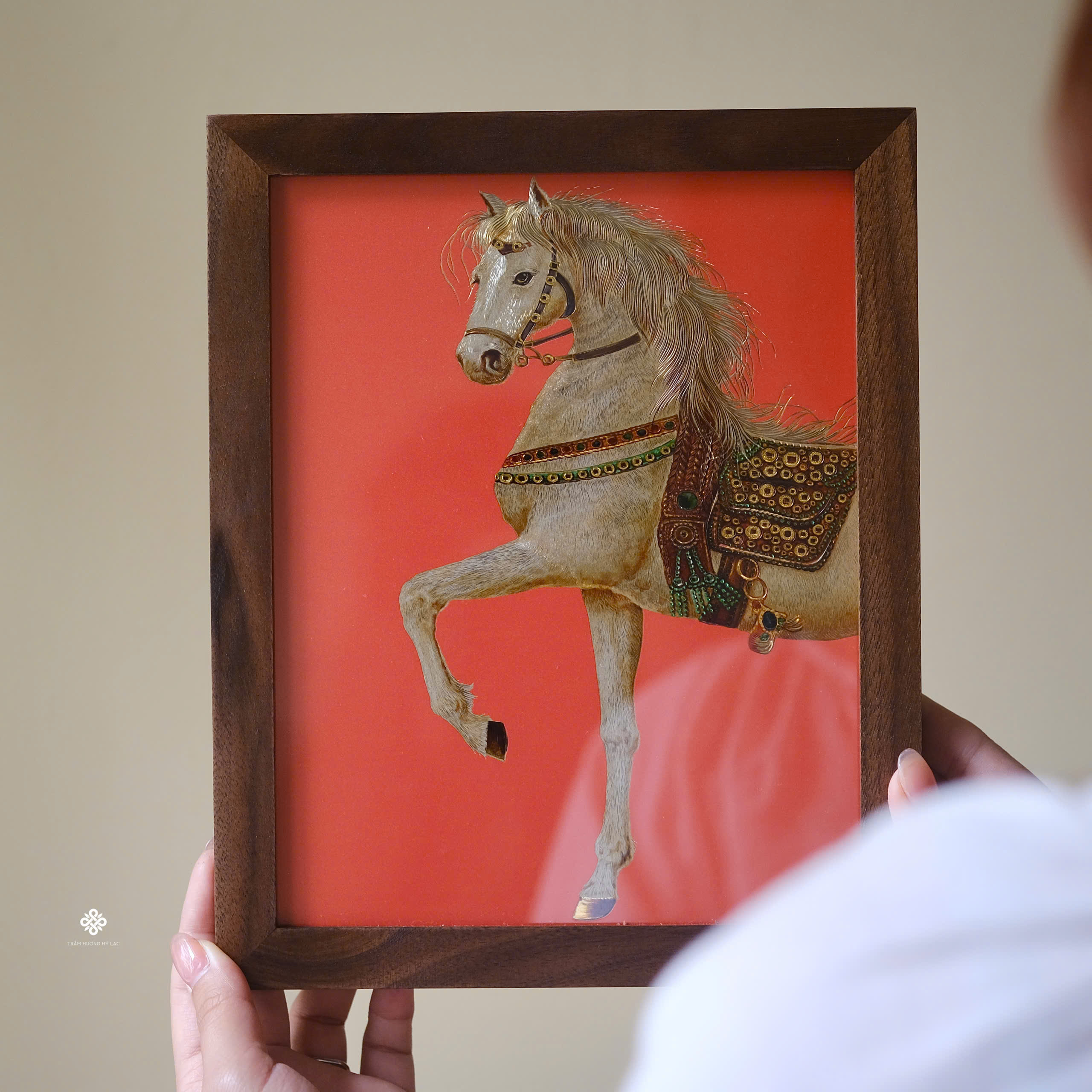 Tranh đồng khắc tay Ngự mã nghinh xuân