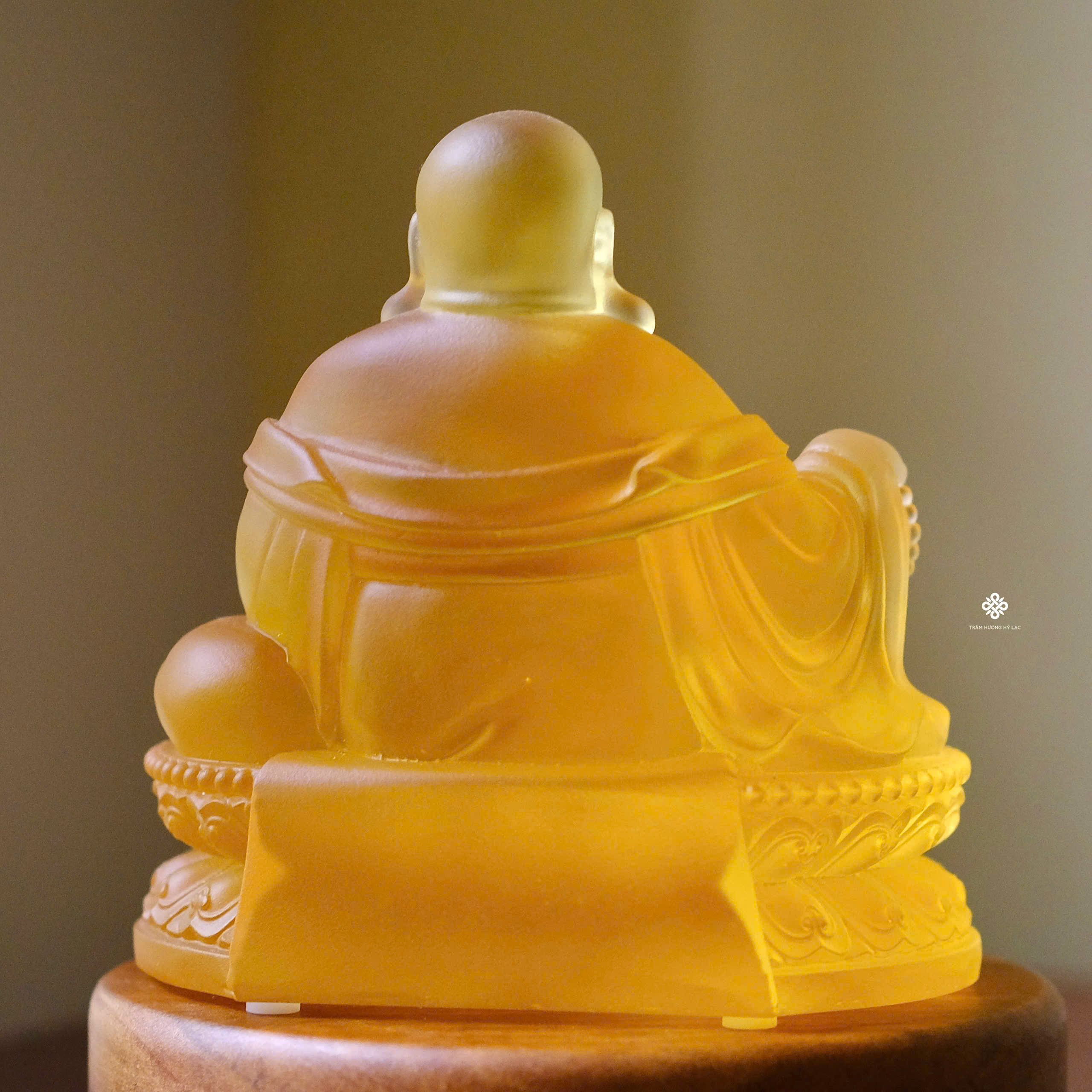 Tượng Đức Phật Di Lặc lưu ly vàng 13.2cm