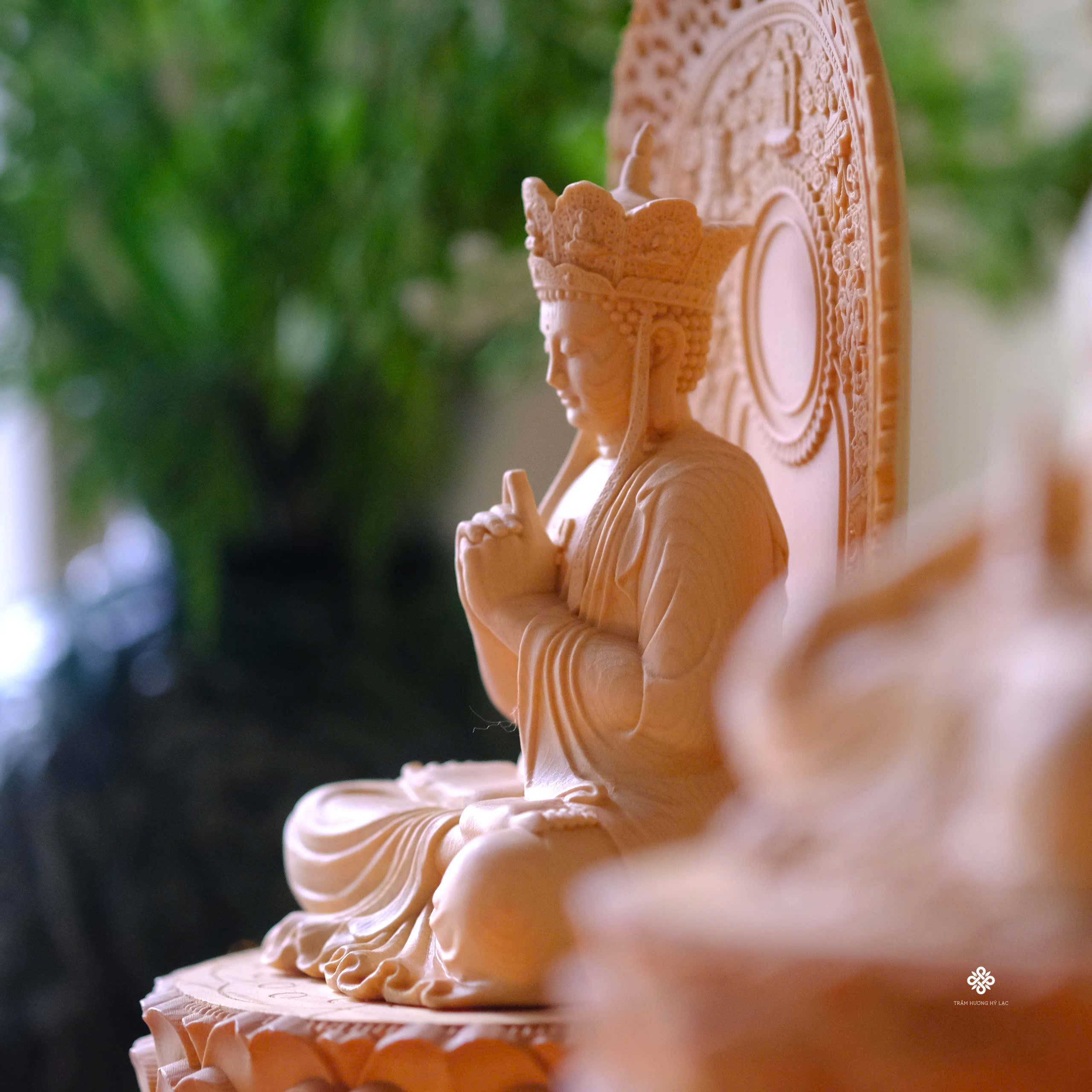 Tượng Địa Tạng Bồ Tát gỗ bách 29cm
