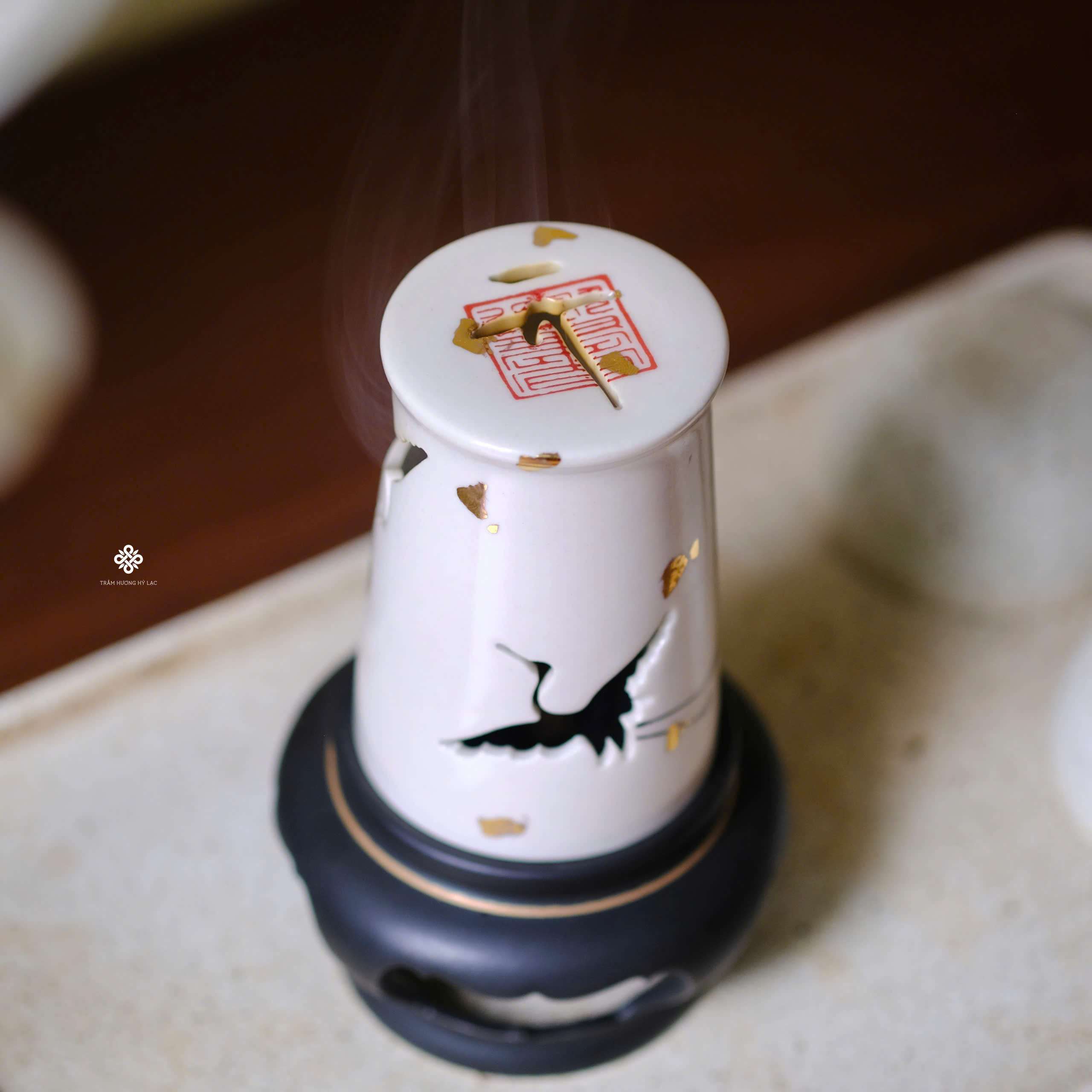 Lư gốm thiền hạc
