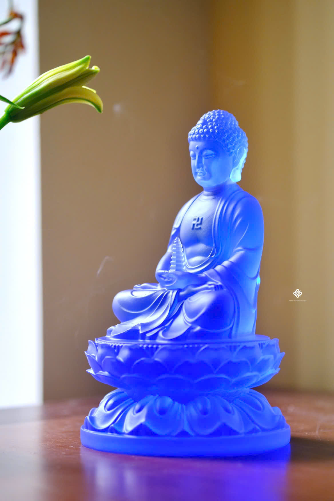 Tượng Phật Dược Sư lưu ly xanh dương 22cm