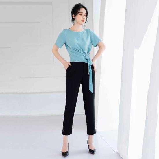 Áo kiểu nữ TosonFashion Xanh cổ tròn