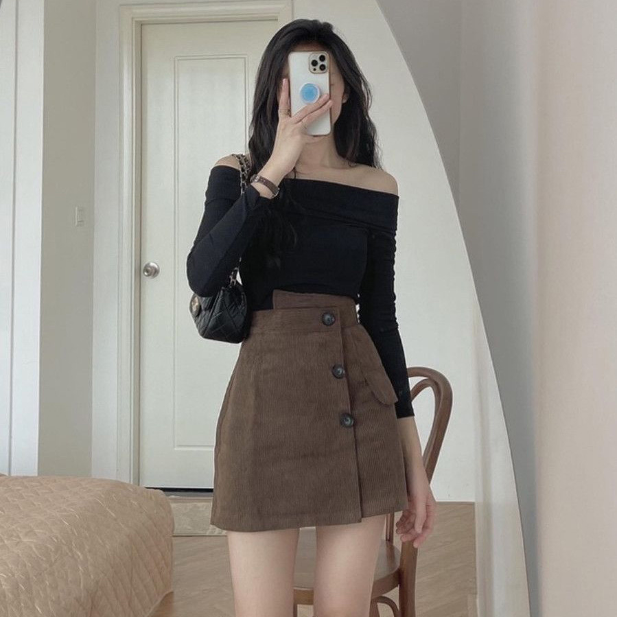 Chân váy ngắn chữ a thu đông