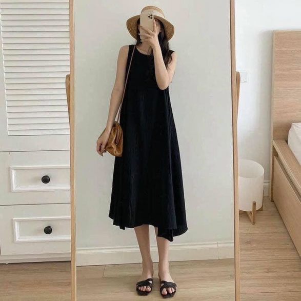 Đầm suông nữ sát nách dáng dài