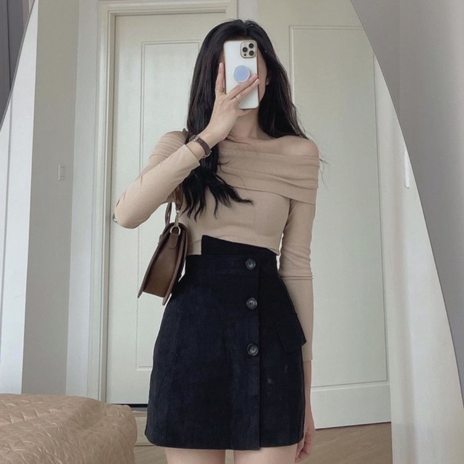 Chân váy ngắn chữ a thu đông