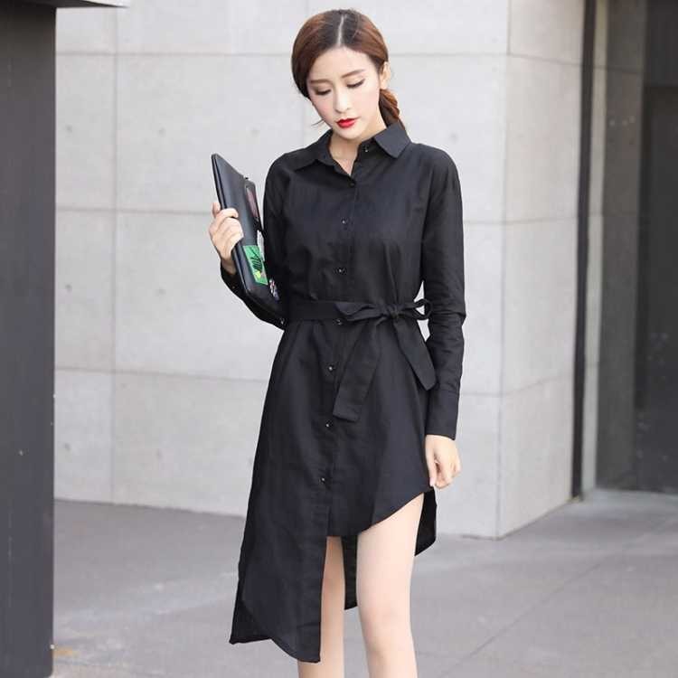 Đầm suông kèm dây thắt eo tà lệch QKT