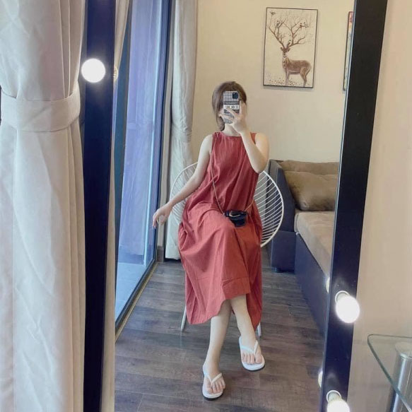Đầm suông nữ sát nách dáng dài
