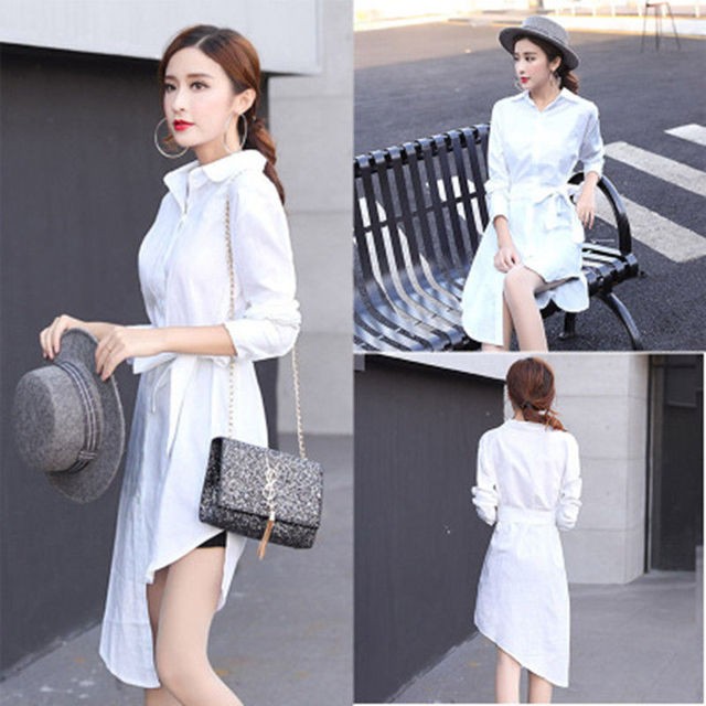 Đầm suông kèm dây thắt eo tà lệch QKT
