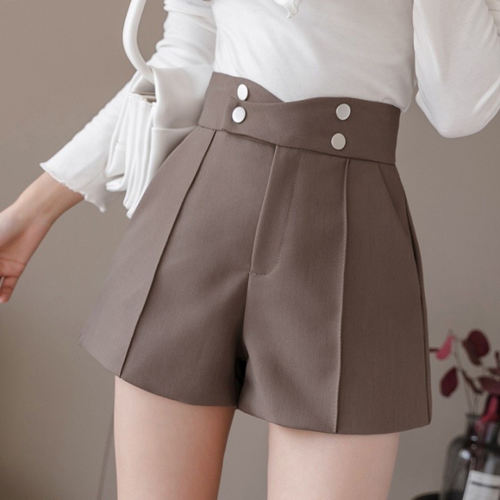 Quần Short Nữ Cạp Cao 4 Cúc Cạp Chéo Cách Điệu