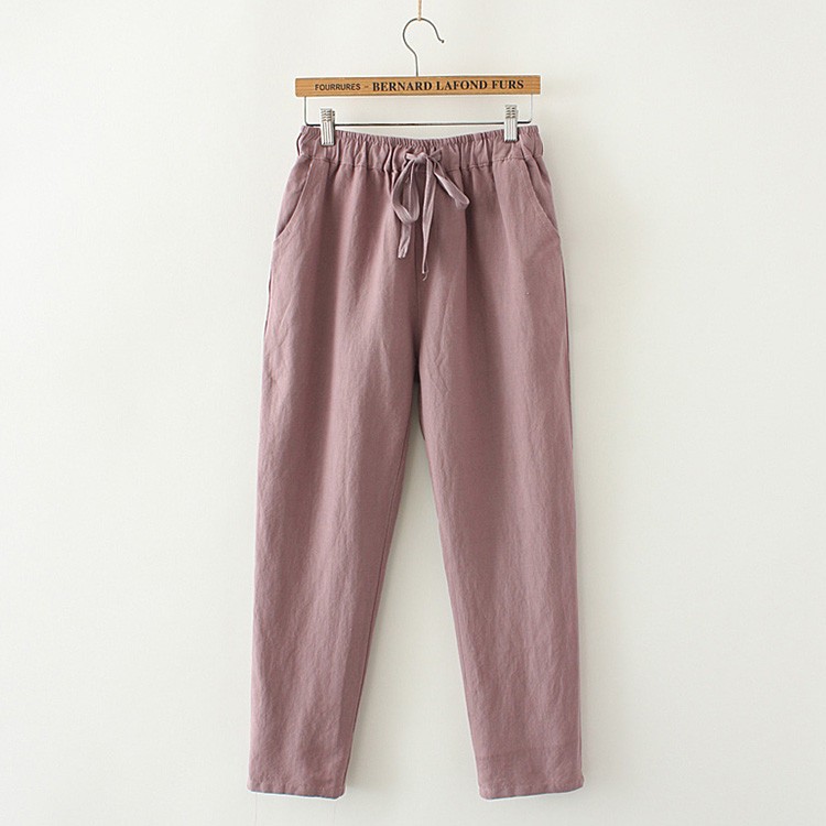 Quần kaki nữ 9 tắc màu tím nhạt