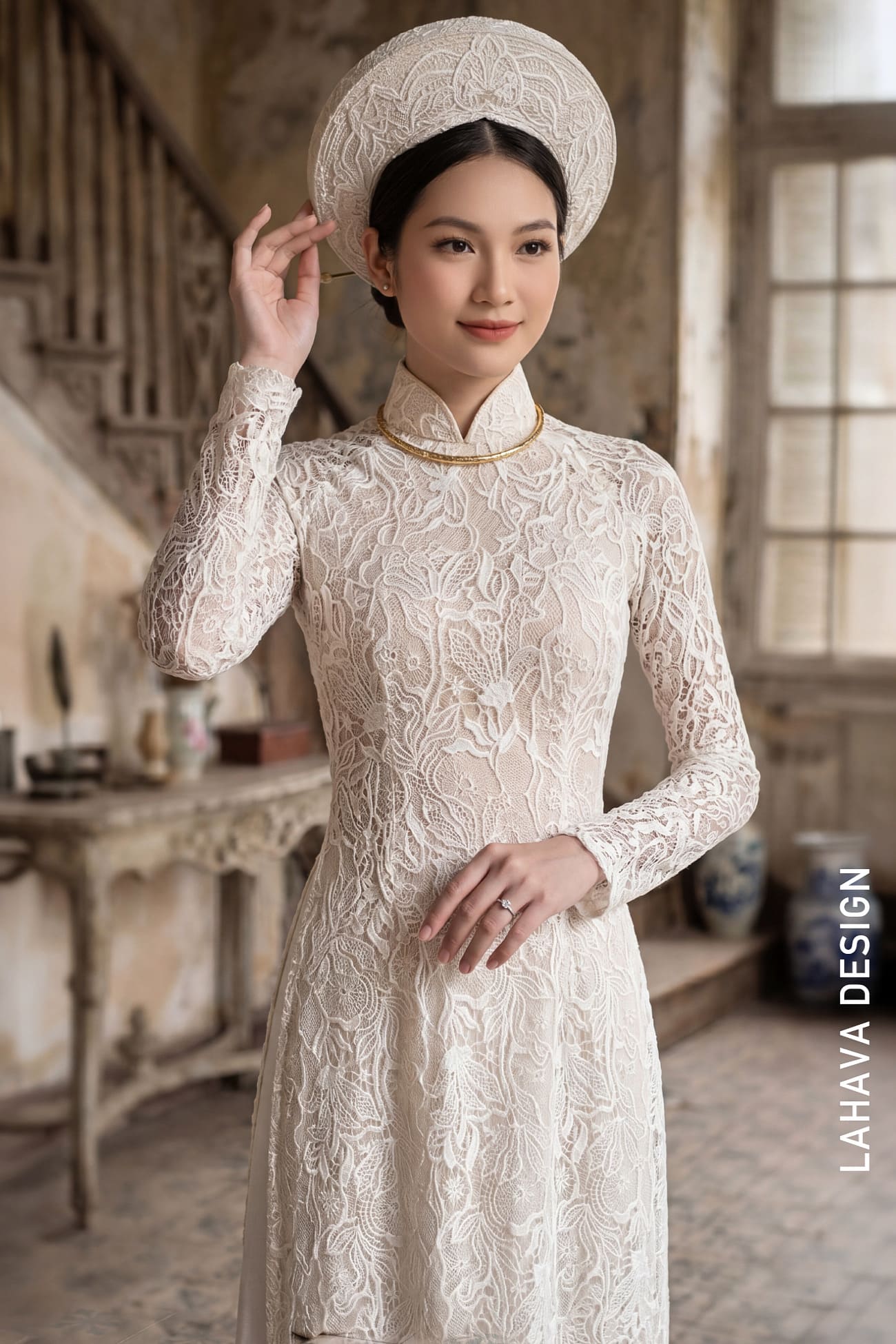 Áo Dài Cưới Ren Trắng Truyền Thống Sang Trọng