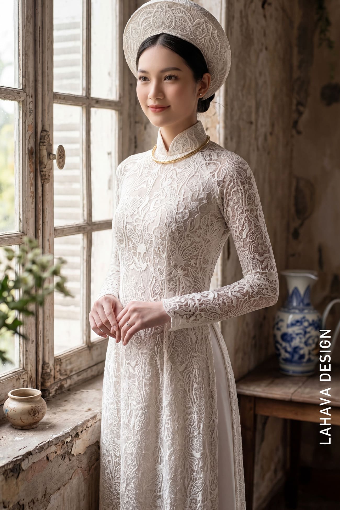 Áo Dài Cưới Ren Trắng Truyền Thống Sang Trọng
