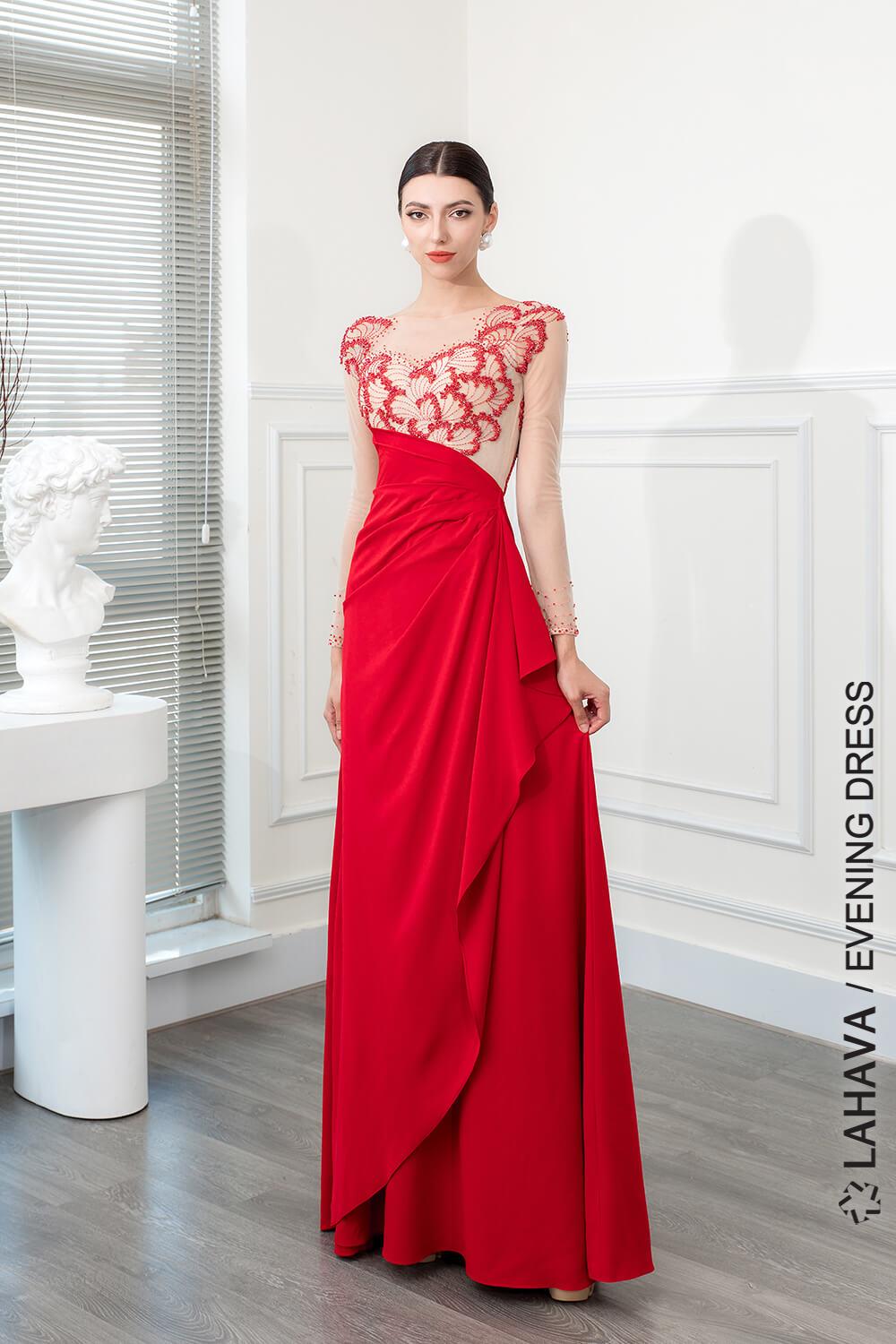 Đầm Dạ Hội Trung Niên Dự Tiệc Sang Trọng Đỏ Đô Charmaine Dress